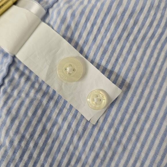 Vineyard Vines Seersucker Shirt Men S Short Sleeves Stretch Blue Striped Whale - Picture 12 of 13